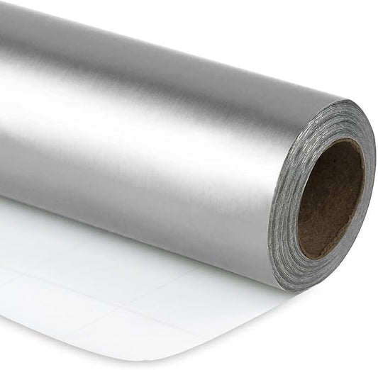 RUSPEPA Silver Metallic Wrapping Paper - Solid Color Matte Metallic Jumbo Gift Wrap Paper Jumbo Rolls Perfect for Wedding, Birthday, Christmas, Baby Shower - 30 Inches x 100 Feet