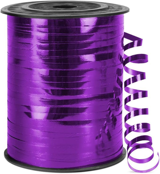 500 Yards Metallic Shiny Purple Curling Ribbon, 1/5" Curly Ribbons for Gift Wrapping, Birthday, Halloween, Christmas Party Decorations, and Balloon String for Flowers