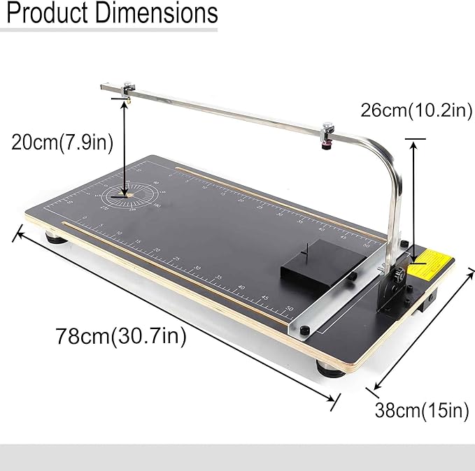110V Hot Wire Foam Cutter with Scale, 30.7" ×15 ", 24W Professional Heat Cutting Machine for Foam, Sponge, EPE, Ribbon, KT Board, Adjustable Angle and Temperature