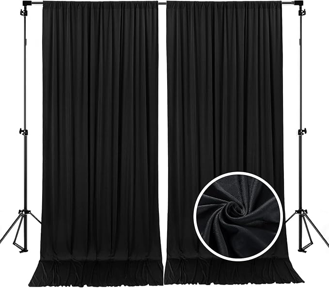 10 x 10 Feet Black A Backdrop Curtain for Partie, Background Curtains for Photoshoot, Birthday, Wedding, Halloween, Thanksgiving, Christmas, New Year Party Decorations 5Ft x 10Ft, 2 Panels