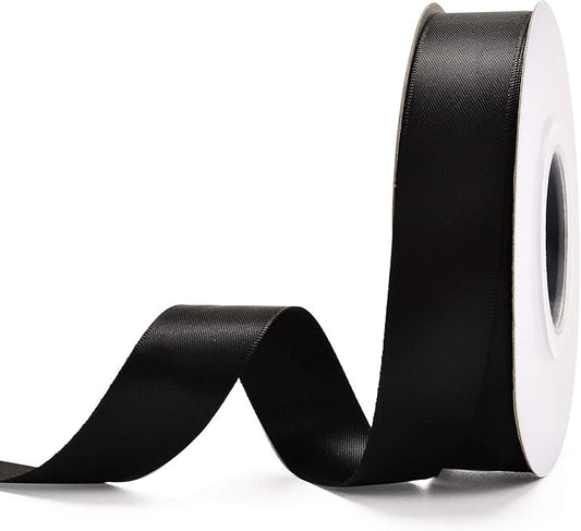 YAMA Double Face Satin Ribbon - 7/8" 25 Yards for Gift Wrapping Ribbons Roll, Black