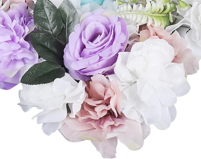 12PCS Flower Wall Panels, 3D Silk Floral Wall Backdrop, Realistic Purple Rose Flower Backplanes, Roll Up Fake Flower Background for Valentines Wedding Party Home Decoration