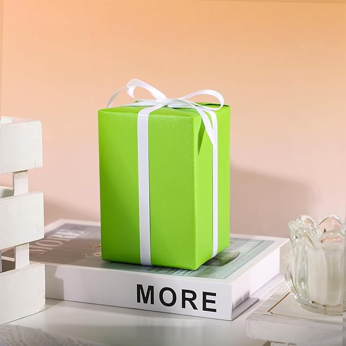 RUSPEPA Lime Green Gift Wrapping Paper - Mini Roll - Solid Color Pearly Shiny Silk Paper Perfect for Wedding, Birthday, Christmas Grinch, Baby Shower, EAster - 17 Inches X 32.8 Feet