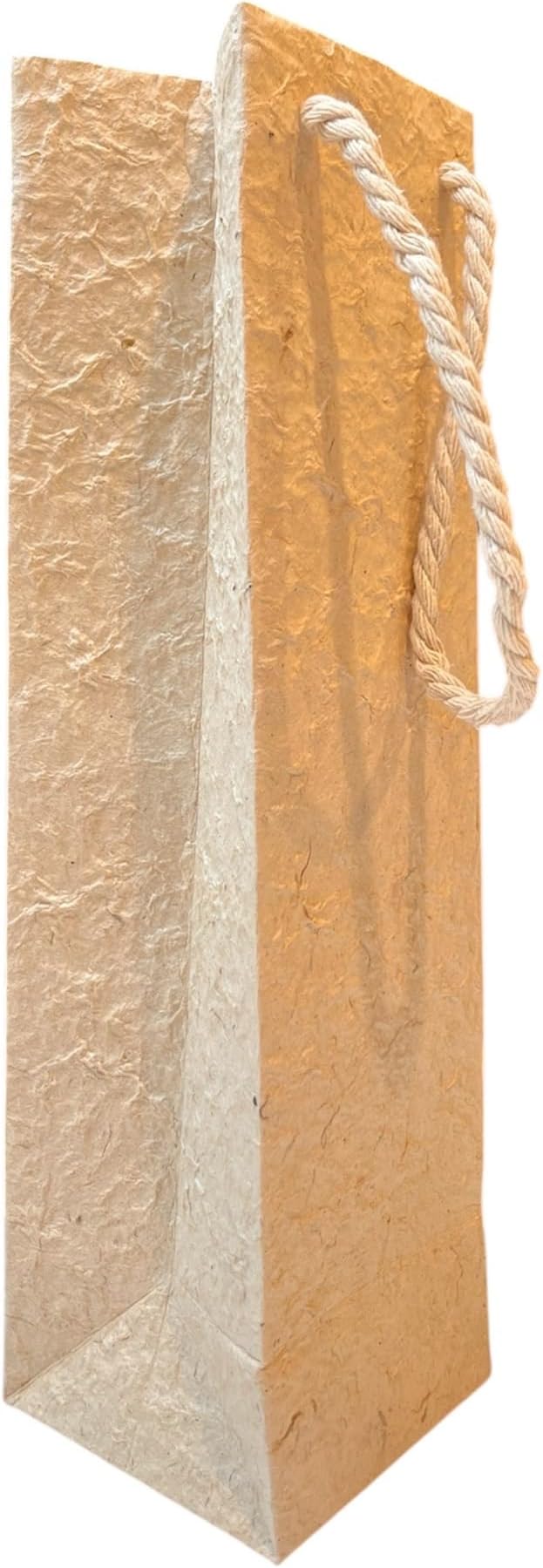 Paperry 14" Wine Gift Bag, Handmade Mulberry Paper, Multiple Design, Kozo Paper Bag, Reusable, Eco-Friendly, Single Pack (Natural)