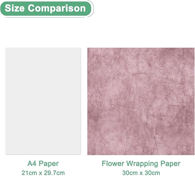 M METERXITY 152-Sheet Korean Cotton Wrapping Flower Paper, 11.8 Inch/ 30cm Waterproof Floral Wrapping Cotton Paper for Bouquets/Gift Packaging [Rose]