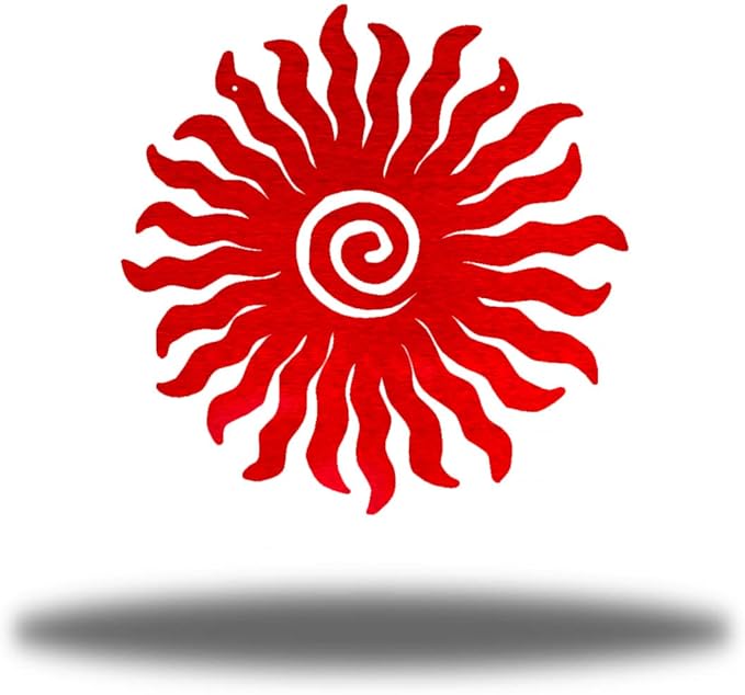 Riverside Designs Sunburst Metal Wall Art Steel Outdoor Decor - Heavy-Duty and Waterproof - Made in USA (36", Red)
