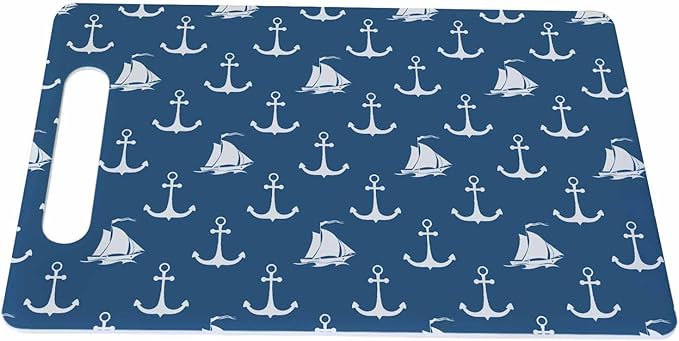 Anchor Cutting Boards Maritime Sailing Tourism Nautical Boats Blue Cutting Boards Kitchen Chopping Board with Handles Non Slip Plastic 16 x 10 x 0.24 Inch