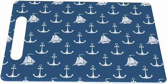 Anchor Cutting Boards Maritime Sailing Tourism Nautical Boats Blue Cutting Boards Kitchen Chopping Board with Handles Non Slip Plastic 16 x 10 x 0.24 Inch
