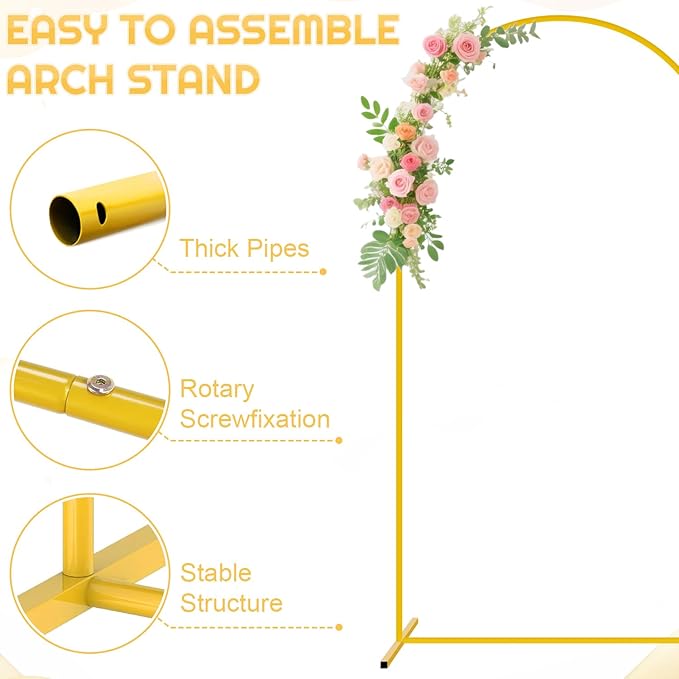 FUHSY Metal Arch Backdrop Stand and Cover Set Party Arch Stand 7.2FT Arches Backdrop Cover Wedding Arched Frame with Brown Arch Covers for Baby Shower Birthday Banquet Ceremony Indoor Outdoor Decor