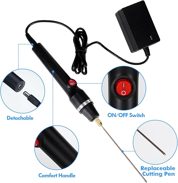 Jhua 4-in-1 Foam Cutter Set Hot Wire Knife Foam Cutter Tool Styrofoam Cutter Foam Board Cutter Electric Styrofoam Cutting Tool with 4 Cutting Machine Pen for Styrofoam Foam Cutting Arts Handcraft DIY