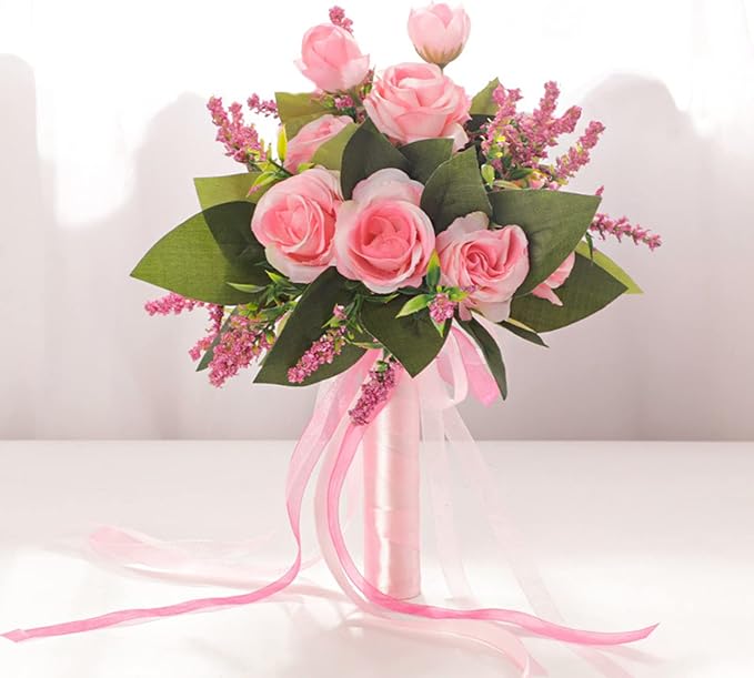 Ochine Bride & Bridesmaid Bouquets - Silk Hand Holding Flower Bouquet for Wedding, Bridesmaid, Valentines Day Decor