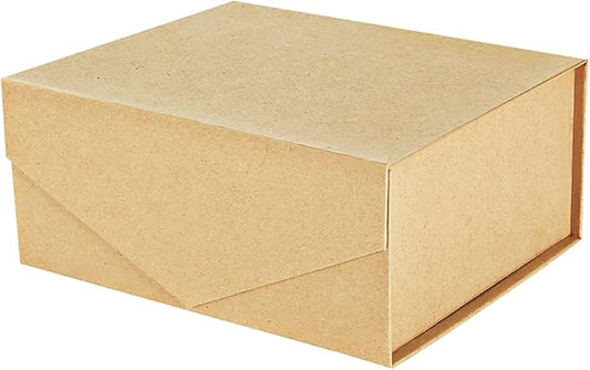 PACKHOME Gift Box 9x6.5x3.8 Inches, Rectangle Collapsible Box with Magnetic Lid for Gift Packaging (Kraft)