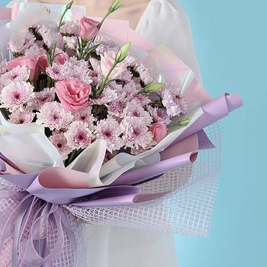 BBJ WRAPS Double Color Flower Wrapping Paper Waterproof Florist Bouquet Packaging Wraps 20 Sheets 23.6x23.6 Inch (Grey)