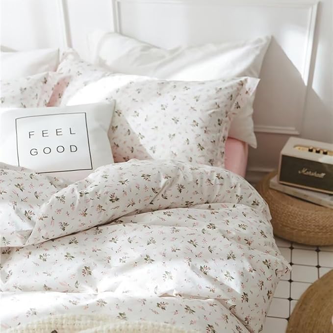LifeTB Garden Pink Floral Comforter Set Queen Size Vintage Boho Floral Bedding Comforter Queen with 2 Pillowcases Fluffy Soft All Seasons Bedding Set Cottagecore Flowers Botanical Comforter Set