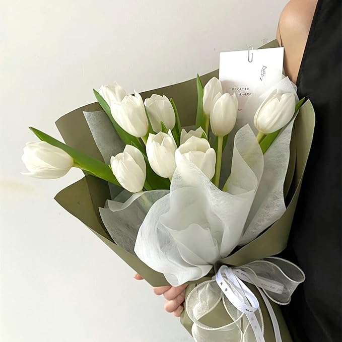 LWFyyds Korean Wrapping Paper Flower Wrap Waterproof Bouquet Wrap Tissue Florist Supplies 1 Roll, 22.8 inches x 15 yards (White)