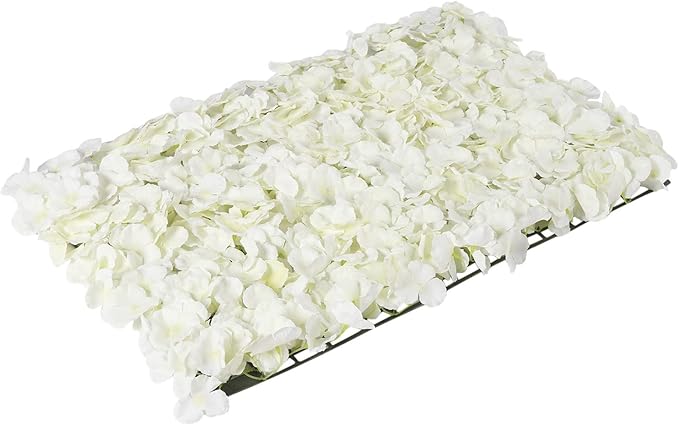 LOYALHEARTDY 10 PCS Artificial Flower Wall Panel 24" x 16" Faux Flowers Wall Decoration Miky-White Hydrangea Flower Panels Wall for Home Party Wedding Christmas Festival Photo Backgdrop Decor