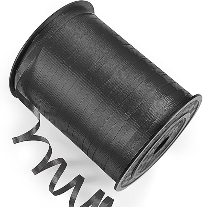 500 Yards Curling Ribbon Black, 1/5" Wide Crimped Black Curling Ribbons - Ideal for Gift Box Wrapping, Birthday, Halloween, Christmas Party Decorations, Balloon String