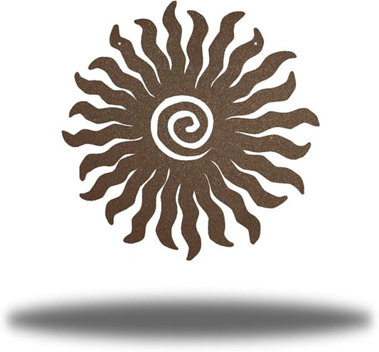 Riverside Designs Sunburst Metal Wall Art Steel Outdoor Decor - Heavy-Duty and Waterproof - Made in USA (12", Rust)