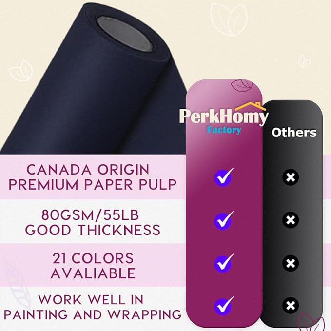 PerkHomy Navy Blue Kraft Paper Roll 48" x 1,800" (150') for Gift Wrapping Bouquet Flower Art Painting Craft Writing Packaging Shipping 80GSM 55LB (Navy Blue, 48" x 150')