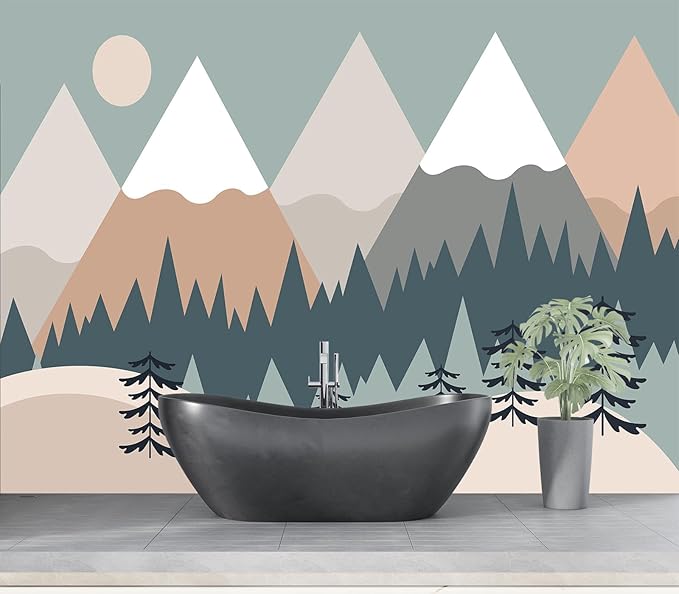 Eierme-Baby Mural Photo Wallpapers with Mountains Sun Trees Peel and Stick 160" x 114"