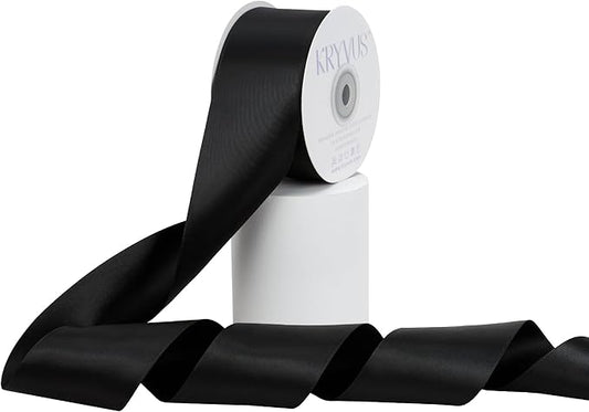 Premium Double Faced Satin Ribbon, 2 Inch x 25 Yards, Black, Perfect for Gift Wrapping, Wedding Decor, Crafts, Sewing, Fade-Resistant