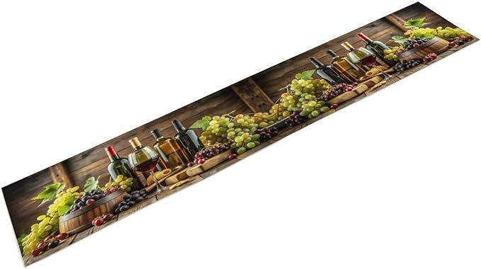 Red Wine Themed Vintage Table Runner, Kitchen Dining Table Farmhouse Decoration for Home Party Decor 13x120 in