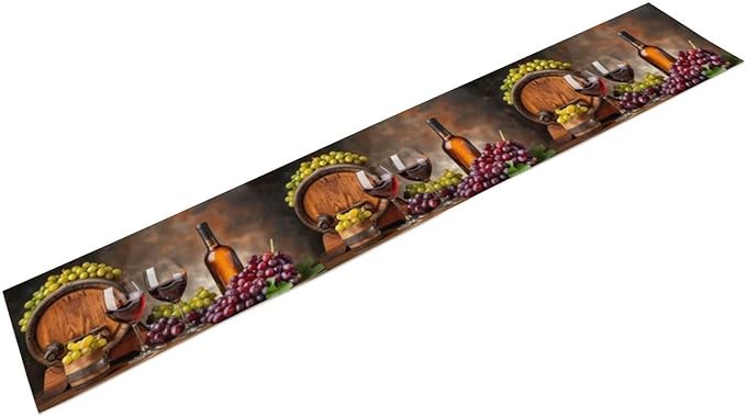 Red Wine Themed Retro Table Runner, Table Dresser Runner, Kitchen Dining Table Runners for Indoor Outdoor Holiday Decor 13x36 Inch