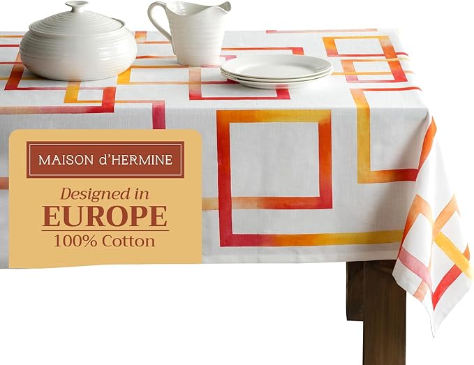 Maison d' Hermine Table Cloth Rectangle Table 100% Cotton 60 x 120 Inches Tablecloth Reusable Decorative for Dining Room, Farmhouse, Home, Party, Festive & Wedding Spring Summer - Summer Maze