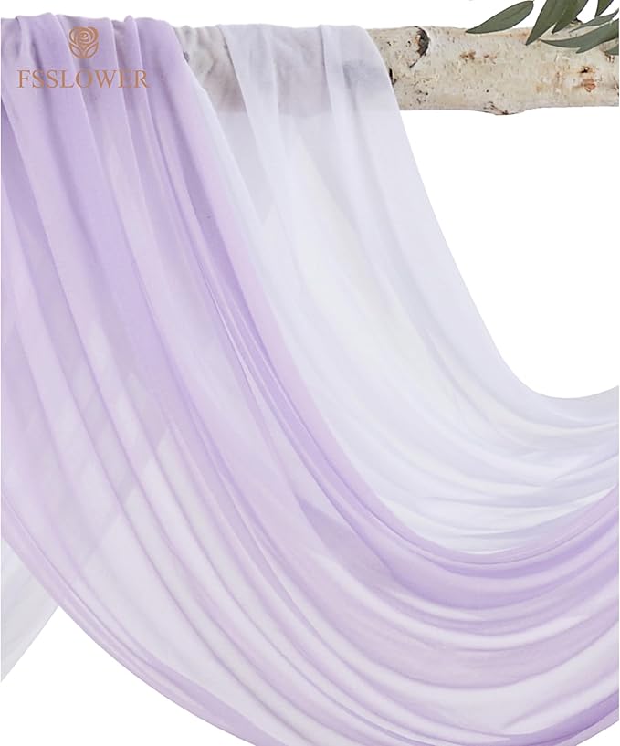 Wedding Arch Flowers with Drapes Kit (Pack of 4) - 2pcs Artificial Lilac Deluxe Swag with 2pcs Sheer Drapes for Wedding Ceremony Backdrop Rose Floral Decoration Arbor Reception