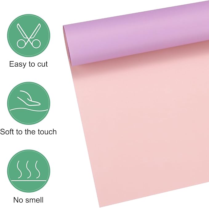 M METERXITY 20 Sheets Flower Wrapping Paper Bouquet, 23 Inch Double-Sided Pink & Purple BOPP Waterproof Floral Wrapping Paper Flower Packaging DIY for Wedding/Party/Gift Bouquet Wrap Paper