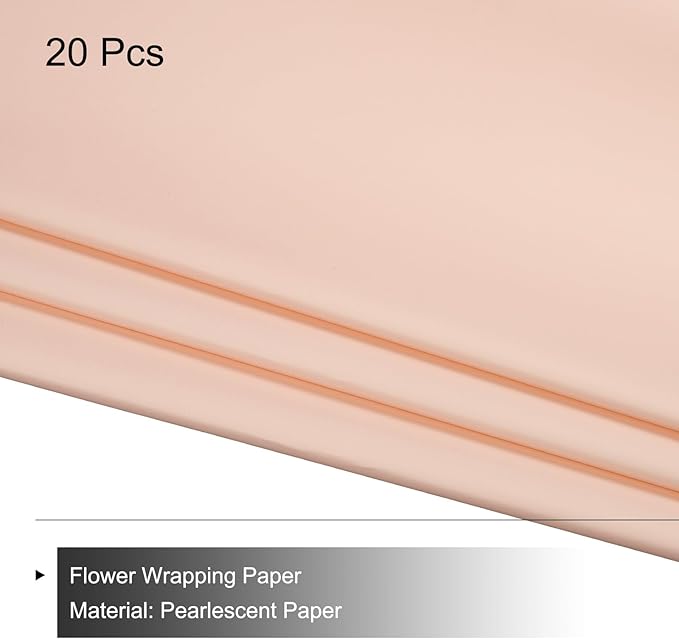 MECCANIXITY Pearlescent Film Flower Wrapping Paper 22.8x22.8 Inch Waterproof for DIY Crafts, Gift/Gift Box Packaging Cream Pink Pack of 20