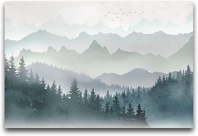 Cliouar-Mountain Peaks Woods Bedroom Living Room Decoration Mural Wallpaper 158" x 110"(Not Self-Adhesive)