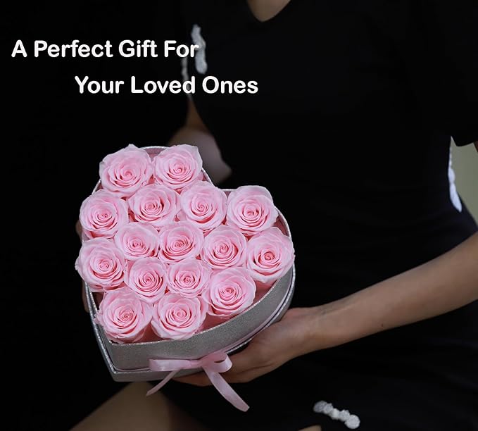 Flowers for Delivery, 16 Pink Forever Roses in a Box, Preserved Flowers Anniversary Mothers Day Birthday Valentines Day Gifts for Women Mom Wife Girlfriend Her Grandma