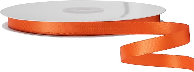 LIUYAXI Torrid Orange Double Faced Satin Ribbon, 3/8" X Continuous 100 Yards, Ribbons Perfect for Gift Wrapping Bows Bouquet Wedding Decor DIY Craft and More