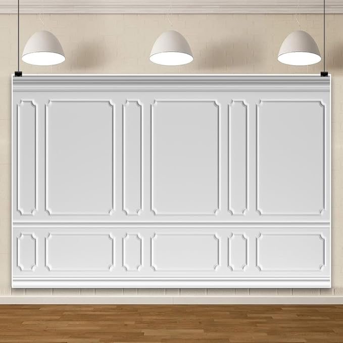 AOFOTO 10x8ft Room Photo Backdrop White Living Room French Classic Frame Wall Photography Background Office Video Conference Meeting Background Adult Children Portrait Photoshoot Backdrop