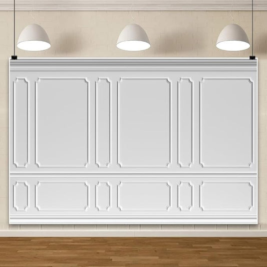 AOFOTO 10x8ft Room Photo Backdrop White Living Room French Classic Frame Wall Photography Background Office Video Conference Meeting Background Adult Children Portrait Photoshoot Backdrop