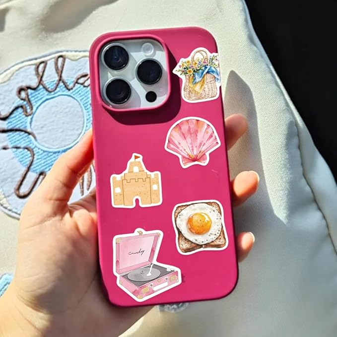 100 PCS Pink Aesthetic Stickers for Woman, Watercolor Summer Stickers for Water Bottles,Laptop Scrapbook Journaling Skateboard Surfboard Vinyl Waterproof Decorative Decals for Adults