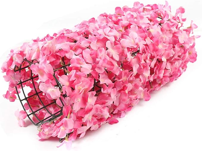10Pcs 16"x 24" Artificial Flower Wall Panels,Flower Wall Mat Silk Flower Panels for Outdoor Garden Backyard Fence Fence Privacy Screen and Indoor Wall Decor (10Pcs Pink)