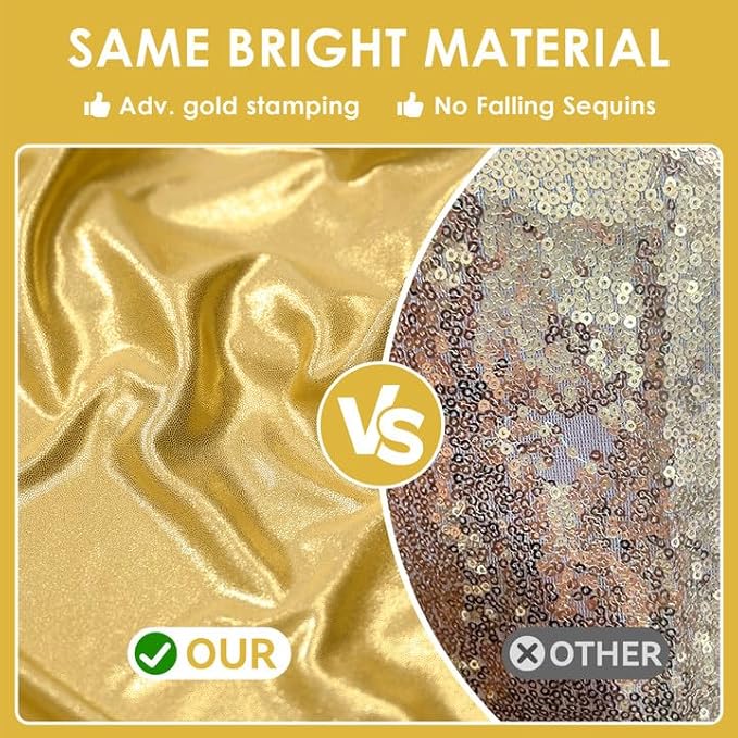gogoparti 40x10FT Gold Sequin Backdrop Curtain - 8 Panels of 5x10FT Wrinkle-Free Glitter Drapes for Photography, Birthdays, Weddings & Graduations