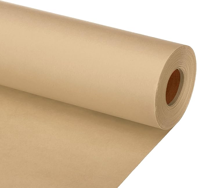PATIKIL Wrapping Paper, 15"x1200"(100') Bulletin Board Paper Roll Kraft Paper Roll Construction 80GSM for Shipping Packing Gift Wrapping Craft Flower Bouquet Christmas, Brown