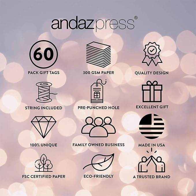 Andaz Press Christmas Holiday Season Classic Gift Tags, Merry Christmas to from and Wishing You A Happy Holiday Season, Christmas Tree Branch Design, for Holiday Events, Parties, and Favors, 60-Pack