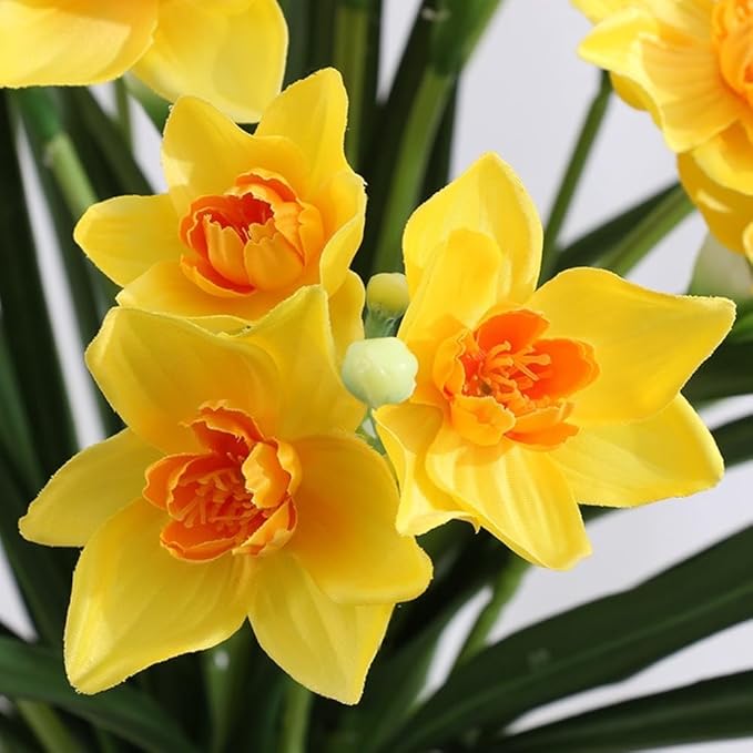 Artificial Flowers for Vases 20.5 Inch 10 Stems，Silk Dried Fake Mums Bouquet Indoor Faux Floral Arrangements for Decoration (Yellow-a)