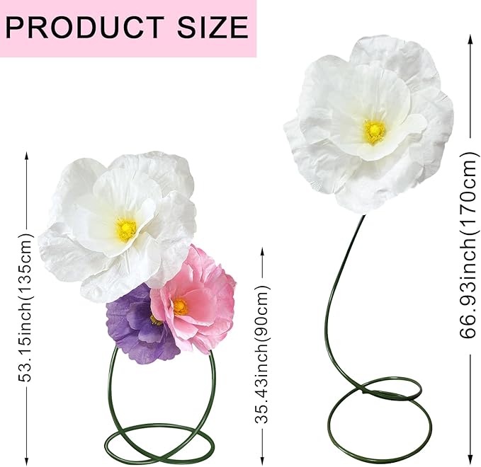 Giant Paper Flowers Decorations for Wall, 3Pack Large Fake Artificial Flower for Decoration, Waterproof Colorfast for Wall Room Decoration Bridal Shower Baby Shower Wedding Decor (Purple Pink White)