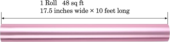 ZINTBIAL Metallic Pink Wrapping Paper Roll with Cut Lines - Solid Pink Holiday Gift Wrap for Halloween, Christmas, Birthdays, Baby Shower, Wedding - 17.5 in x 33 ft (48 sq. ft), Easy to Cut