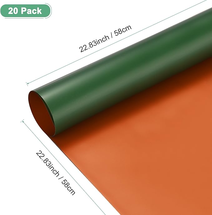 M METERXITY 20 Sheets Flower Wrapping Paper Bouquet 23 Inch Double-Sided Bronze & Turquoise BOPP Waterproof Floral Wrapping Paper Flower Packaging DIY for Wedding/Party/Gift Bouquet Wrap Paper