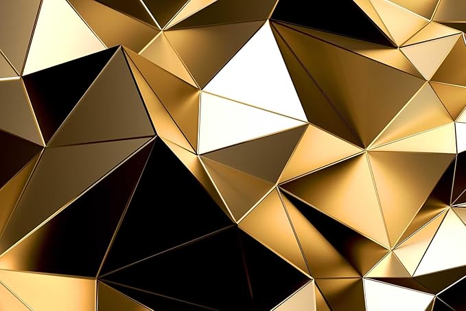 Golden 3D Geometric Lines Wallpaper for Large Background Wall murals, for Sofa Background Wall, TV Background Wall(Non-self-Adhesive)