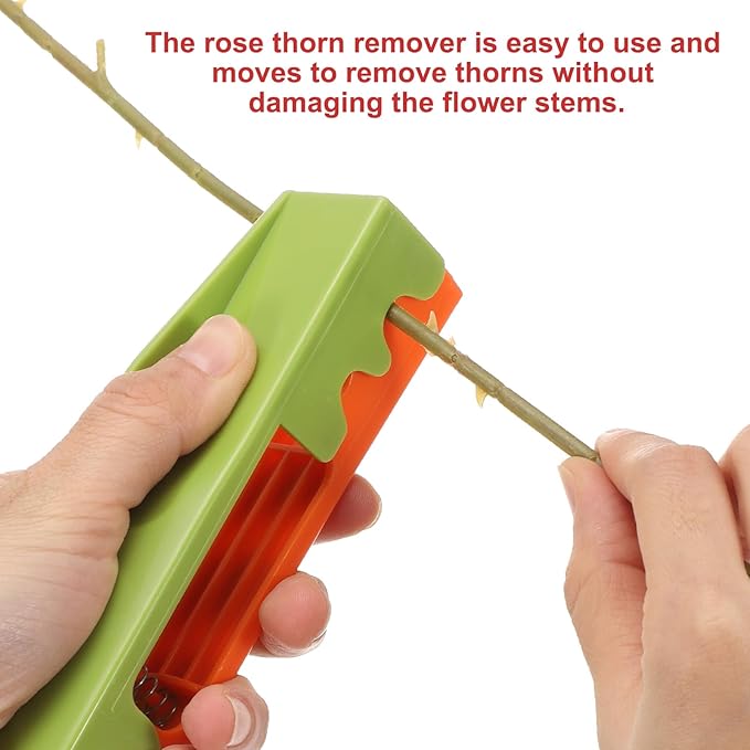 HARFINGTON 2pcs Rose Thorn Stripper Tool 5.5" ABS Plastic Flower Thorn Leaf Remover Flower Stem and Leaf Stripping for Gardening Home Florist Flower Arrangement, Orange Green
