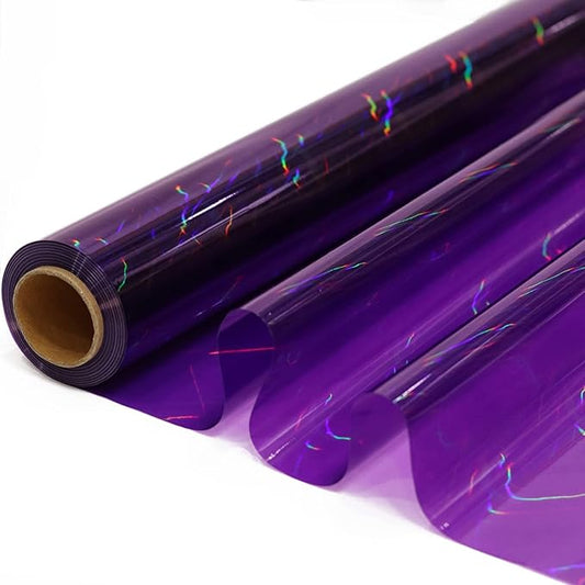 CMFYHM Iridescent Violet Cellophane Wrap Roll I 34 In Wide X 100 Ft Long I Colorful Cello Perfect For Baskets,Gifts, Treats,Birthday Holiday Wedding Floral, Party Arts Crafts Decoration (Violet)
