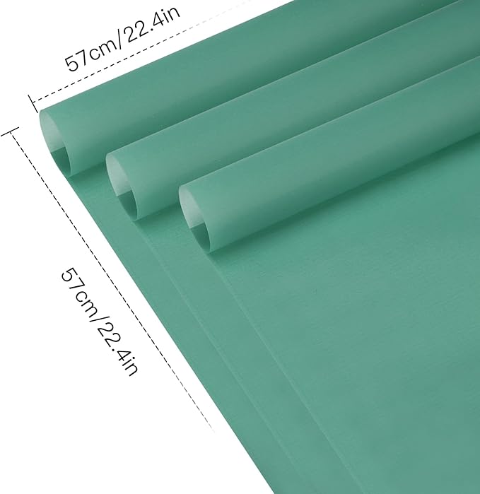 WRAPAHOLIC 20 Sheets Flower Wrapping Paper - 22.4 x 22.4 inch Pure Green Water-Resistant Floral Bouquet Wrapping Paper, Florist Supplies Packaging for Wedding Birthday Gift DIY
