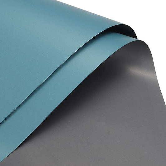 MECCANIXITY 10 Pcs Double Sided Color Flower Wrapping Paper Grey Blue+Grey 22.8"x22.8" Waterproof for Florist Bouquet Supplies, DIY Crafts, Gift Box Packaging